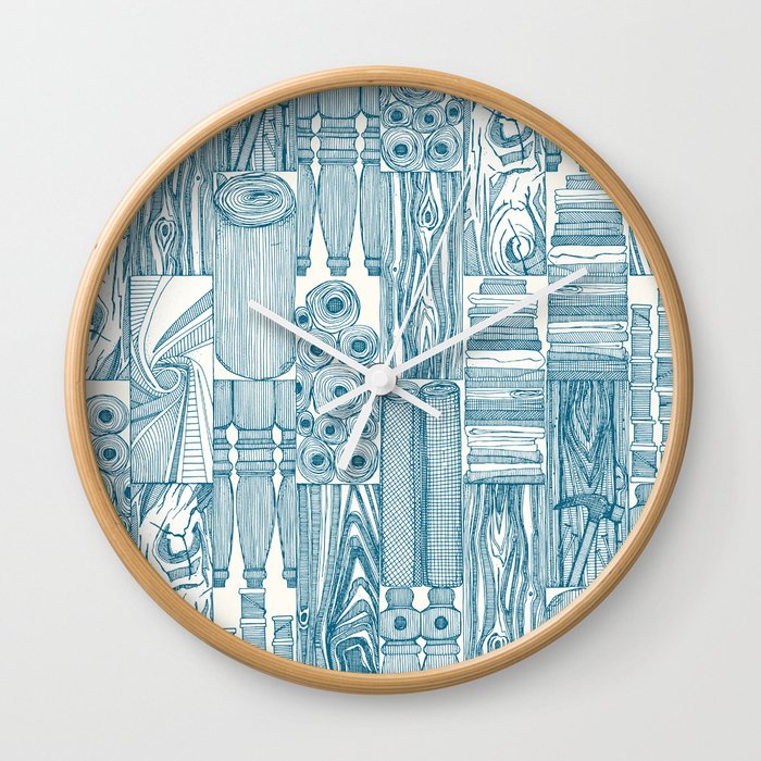 woodworking and textiles peacock Wall Clock