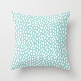 Pale Mint Blue Dalmatian Polka Dot Spots Pattern (mint blue/white) Throw Pillow