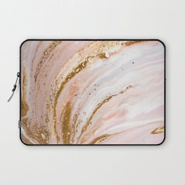 Blush Pink And Gold Liquid Color  Laptop Sleeve