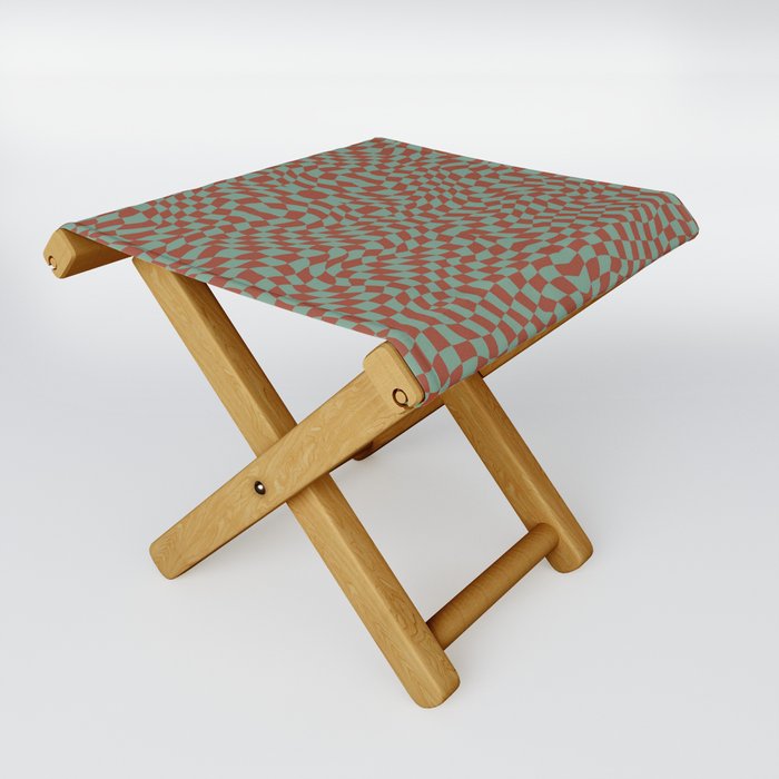 Jakarta red brown and olive checker symmetrical pattern Folding Stool