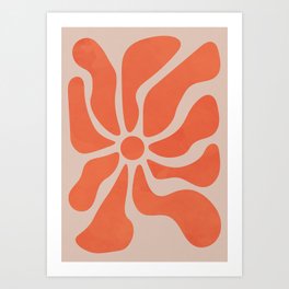 Abstract Playful Flower Nordic, Red Art Print
