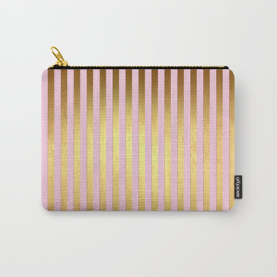 Striped- Pink and gold luxury stripes design Carry-All Pouch
