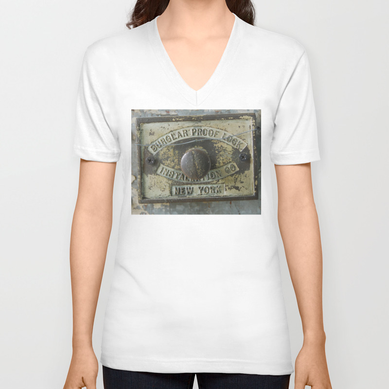Dumbo Loft Door Lock Brooklyn New York Unisex V Neck By Robhowell