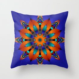 Decorative kaleidoscope flower with tribal patterns Throw Pillow