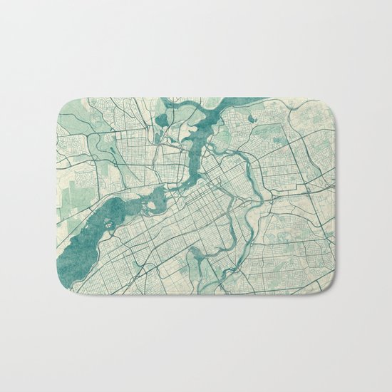 Ottawa Map Blue Vintage Bath Mat