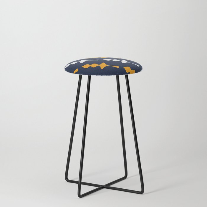 Abstract Minimal Leaves pattern -  Dark Tangerine and White Counter Stool