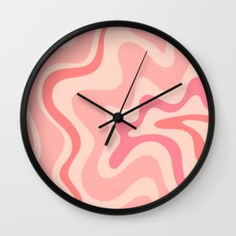 Retro Liquid Swirl Abstract in Soft Pink Wall Clock