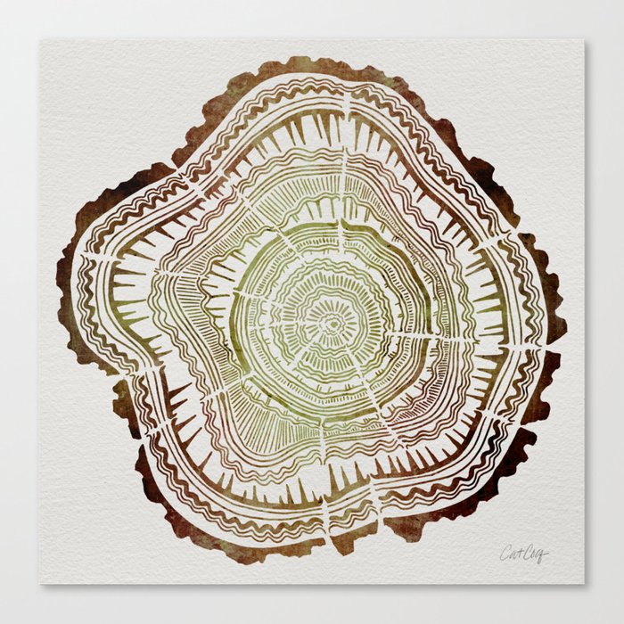 Tree Rings – Watercolor Ombre Canvas Print