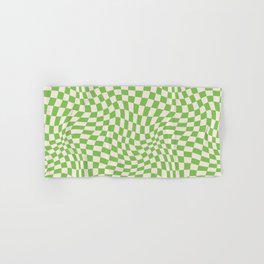 Twist Checkerboard Green Wavy Geometric Hand & Bath Towel