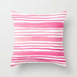 Horizontal lines - bubblegum pink Throw Pillow