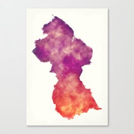 Guyana watercolor map in front of a white background Canvas Print