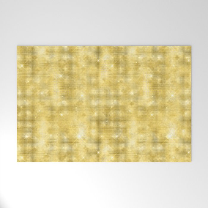 Glam Yellow Diamond Shimmer Glitter Welcome Mat