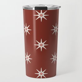 Atomic mid century retro star flower pattern in red background Travel Mug