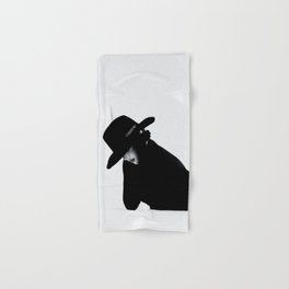 Smooth criminal; woman in all black and a black hat fashion & glamour female black and white photograph - photography - photographs Hand & Bath Towel