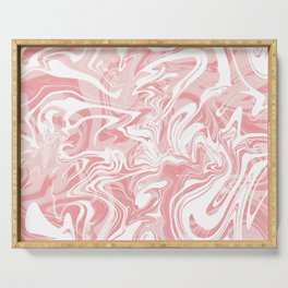 Pretty white and pink marble design Serving Tray