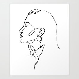 'Antoinette' Abstract Female Face One Line Drawing Art Print