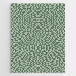 Sage green checker symmetrical pattern Jigsaw Puzzle