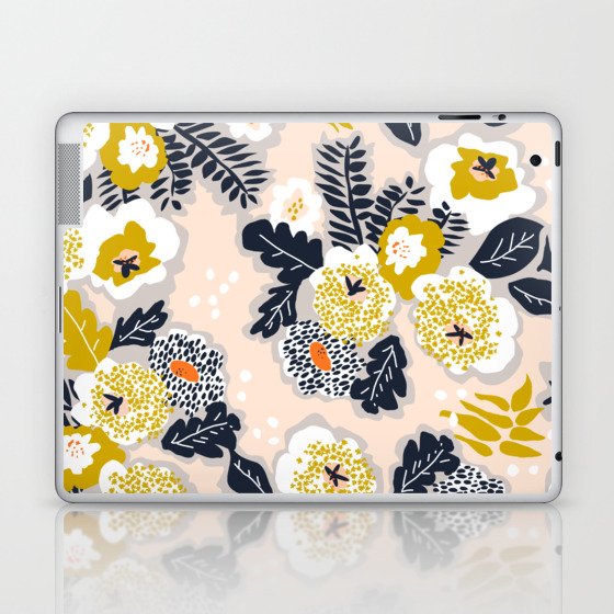 Scandinavian block print flowers blush Laptop & iPad Skin
