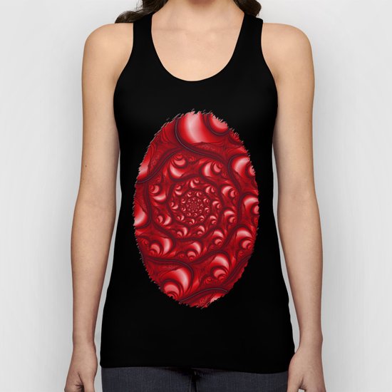 Fractal Web in Red White and Black Unisex Tank Top