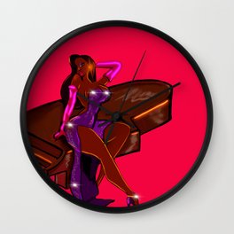 Oh Jessica... (Brown Piano/Pink Background) Wall Clock