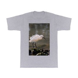 white heron bird by the river T Shirt | Whiteheron, Water, Aquaticbird, Nature, Color, Bytheriver, Bird, Waterbird, Photo, Freshwaterbird 