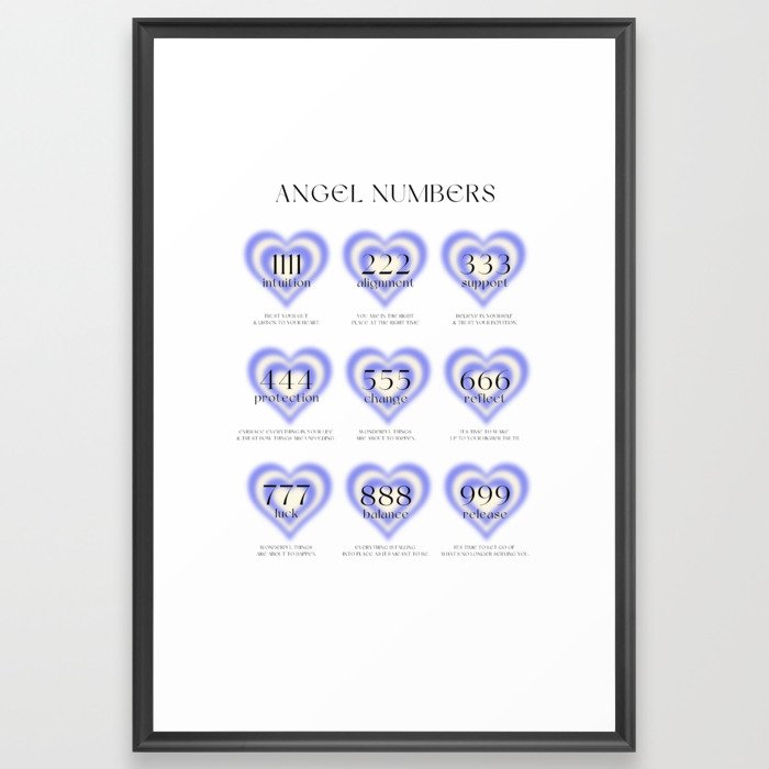 Purple Angel Numbers Framed Art Print