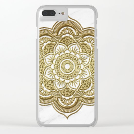 Gold mandala on marble Clear iPhone Case