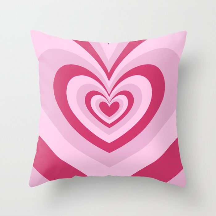 Valentines Beating Hearts (Pink + Red) Throw Pillow