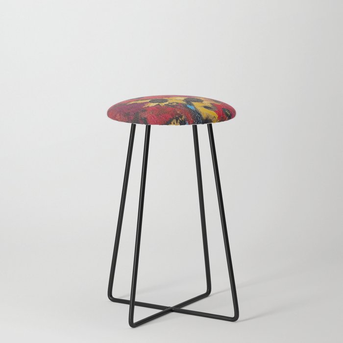 Peace, Poppies, & Sunflowers Counter Stool