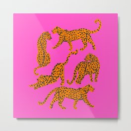 Abstract leopard with red lips illustration in fuchsia background  Metal Print | Makeup, Tropical, Africa, Magenta, Kitten, Cheetah, Tiger, Panthers, Modern, Fuchsia 