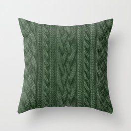 Pine Green Cable Knit Throw Pillow