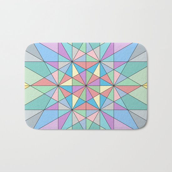 Colorful Pastel Mosaic Triangle Star Bath Mat