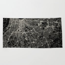 Louisville, USA - Black and White City Map Beach Towel