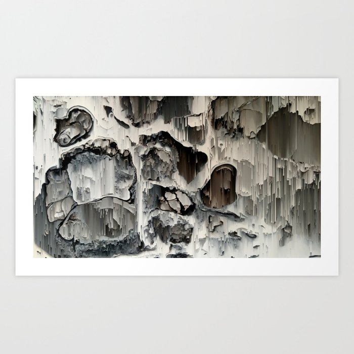 Digital Black And White Rock Abstract Art Waterfall Art Print By