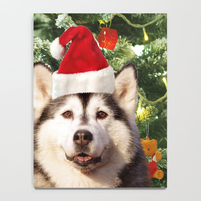 Santa Hat Siberian Husky Christmas Tree Snowman Gift Box Notebook
