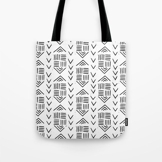 mudcloth 7 minimal textured black and white pattern home decor minimalist Tote Bag