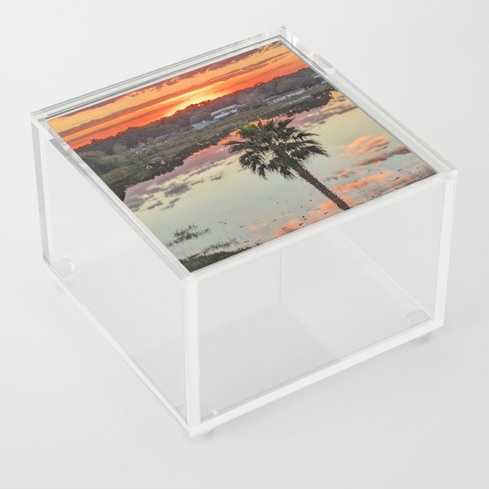 Refection Sunset Palm Tree Acrylic Box