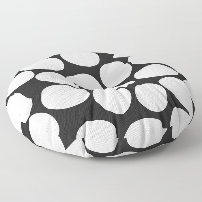 Black and white contrasting pattern with petals Floor Pillow