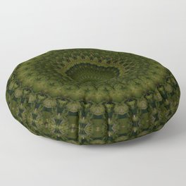 Mandala in olive green tones Floor Pillow