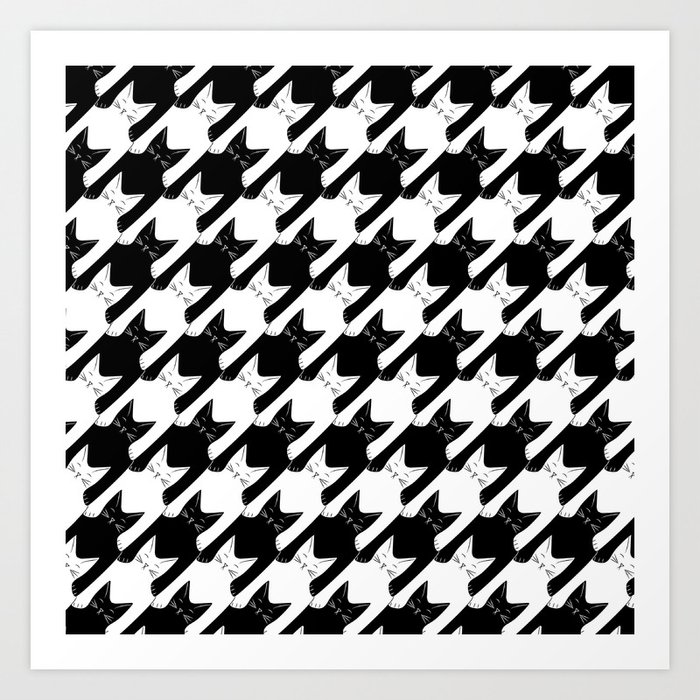 cats-tooth in black and white (houndstooth pattern) Art Print by ...