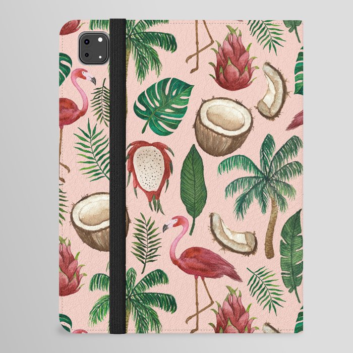 Flamingo Coconut Pattern iPad Folio Case