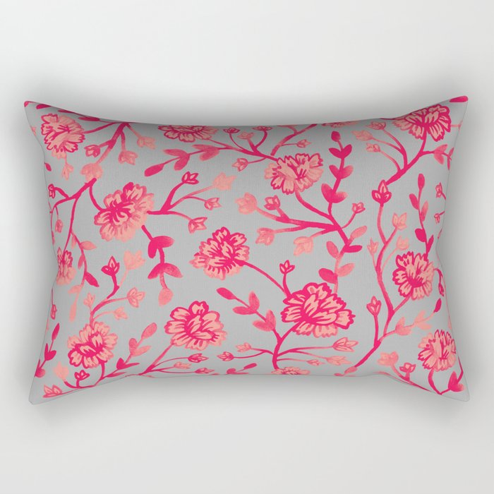 Watercolor Peonies - Coral Rectangular Pillow