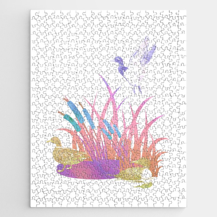 Pastel Watercolor Ducks Jigsaw Puzzle