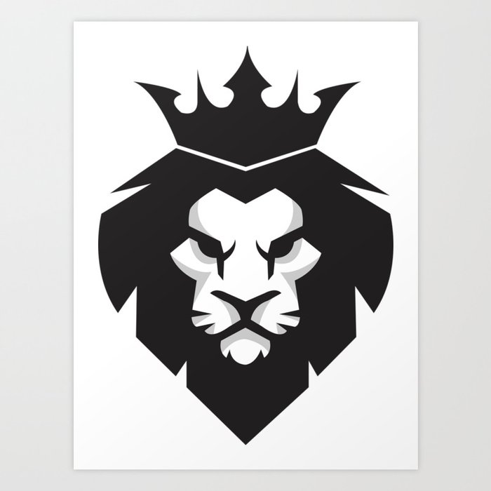 Black White Lion X Crown Art Print By Thed3dshack Society6