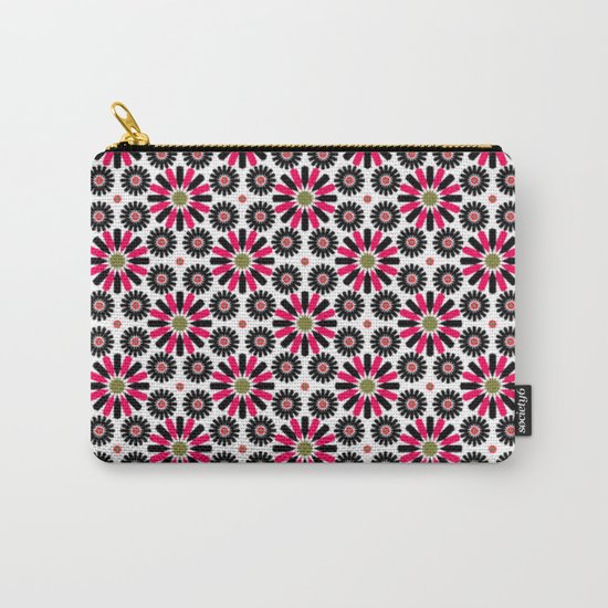 Small Hot Pink and Black Flowers Carry-All Pouch