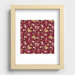 Watercolor mulled wine and scarfs pattern Recessed Framed Print
