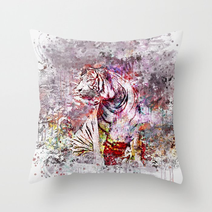 Tiger Watercolor Painted Art Throw Pillow