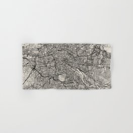 Germany, Berlin - Authentic Black and White Map Hand & Bath Towel