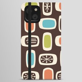 Midcentury MCM Rounded Rectangles Dark Brown Colorful  iPhone Wallet Case