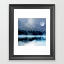 Mountainscape Under The Moonlight Framed Art Print